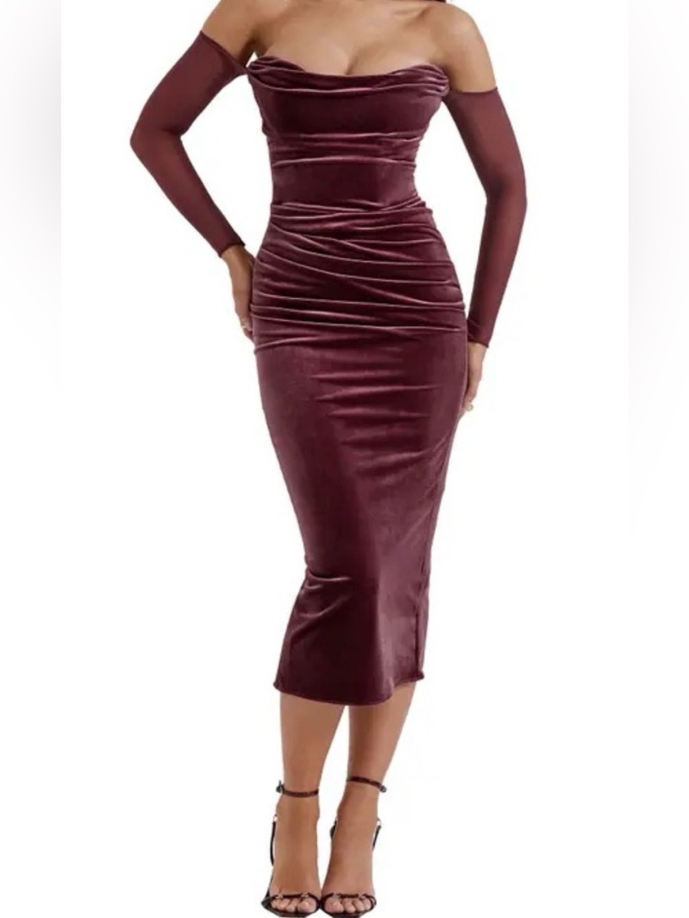 House of CB Leora Velvet Midi Dress